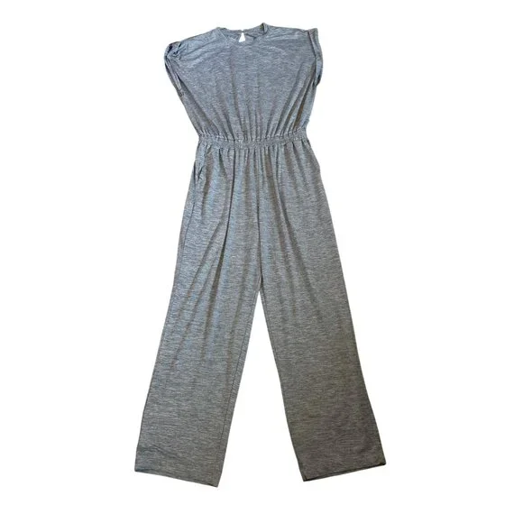 NWT Vuori Large Lux Crew Jumpsuit Short Sleeve Pockets Mallorca Gray MSRP$138 - Picture 2 of 16